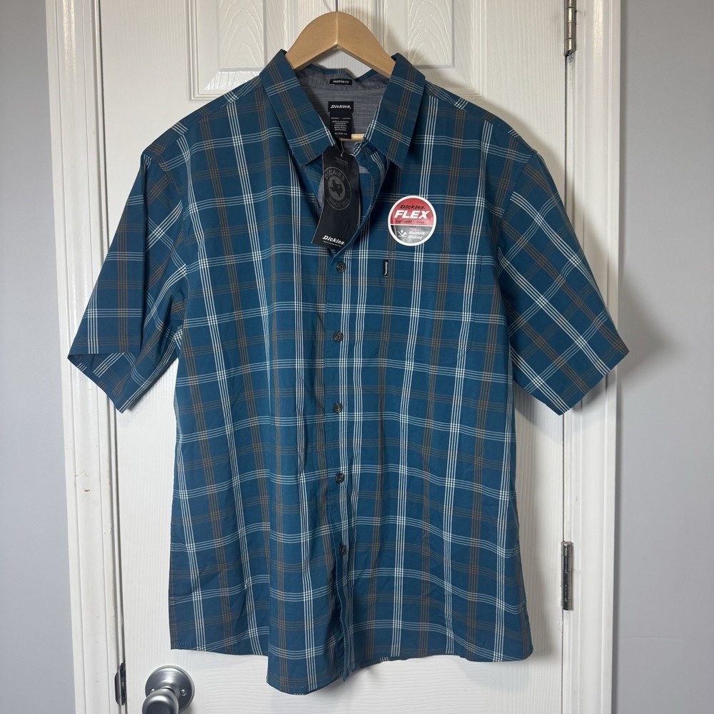 Dickies Modern Fit Men XL Plaid Short Sleeve Button-Down Shirt Multicolor NWT